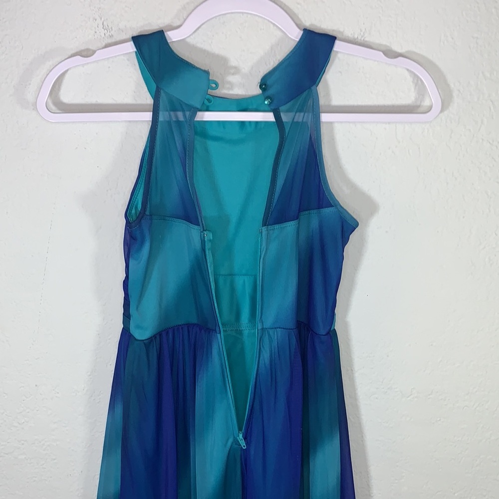 Poppies and Roses Girls Blue Rhinestone Hi-Low Special Occasion Dress Siz - Picture 7 of 9